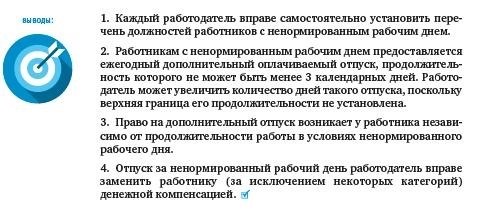 Оплачиваемый отпуск за ненормированный рабочий день отдельным категориям работников